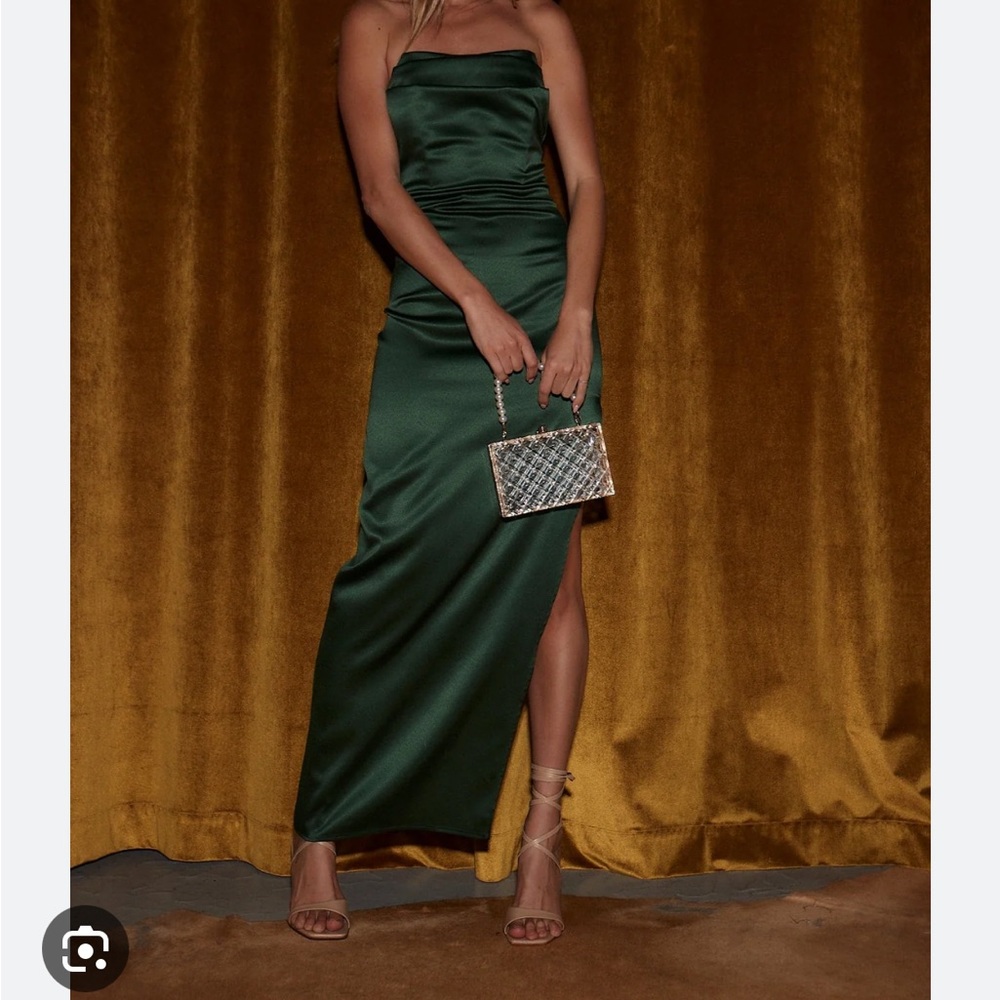 savoy emerald satin maxi